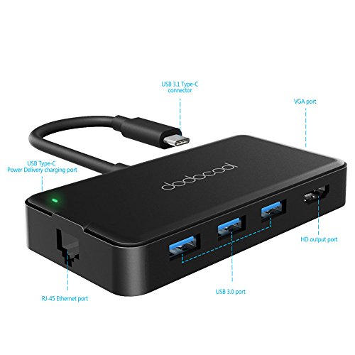 dodocool 7-in-1 USB-C Hub mit Typ-C Stromversorgung 4K Video HD / VGA Ausgang Port Gigabit Ethernet Adapter und 3 SuperSpeed USB 3.0 Anschlüsse für MacBook / MacBook Pro / Google Chromebook Pixel - 6