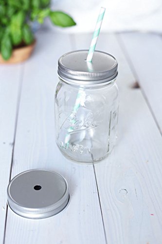 4 Stk. Deckel mit Loch – silber für Ball Mason Jar - 2