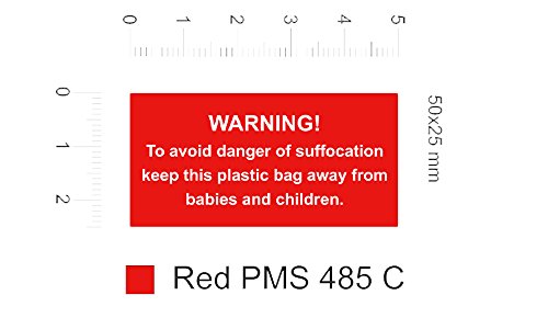 500 bolsas de polietileno de advertencia de pegatinas asfixia seguro de empu  adura del sello Productos de la seguridad Rojo Tama  o de etiquetas 50x25mm PC   500  por 1 rollo    Warning  To avoid danger of suffocation please keep this bag away from babies and children 