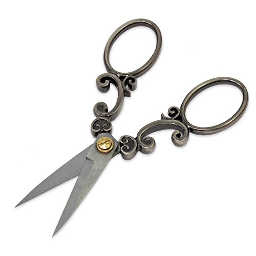 Psmgoods® Vintage Antik Edelstahl Kreuzstich Antik Nähen Schere Scheren Old Style Look Bronze DIY (Scissor 2R Black Silver) - 2