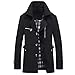 Produktbild Herren Mantel feiXIANG Männer Winter warme Jacke Parka Hooded Jacke schlanke Buttons Outwear Herbst (Schwarz,XXL)