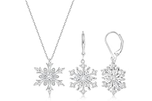 MILACOLATO Schneeflocke Halskette Tropfen Ohrringe für Frauen Leverback Dangle Schneeflocke Ohrringe Silber Anhänger Thanksgiving Xmas Weihnachten Schmuck Geschenke für Mädchen