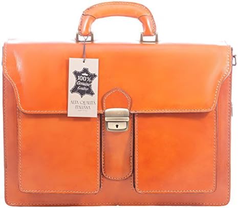 Bag Organizer Men's Work, Briefcase Italian, Briefcase, Genuine Leather 100% Made in Italy