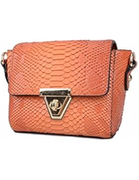 Designer Damen Mini-Tasche mit Krokoprägung by Sassyclassy | Stylisch & exklusiv in Grau & Braun |Goldfarbene...
