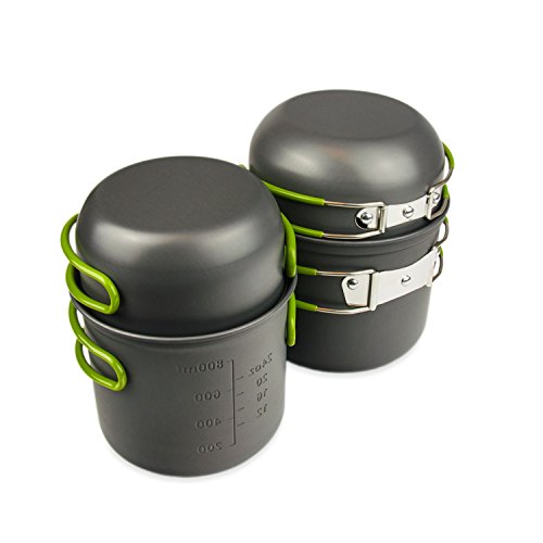 SET superleichtes Camping-Geschirr aus langlebigem Aluminium, für Festivals, Outdoor-Aktivitäten, inklusive Transportbeutel, Wandern, Nordic-Walking, Klettern, Zelten, Kochen, Farbe: Anthrazit … - 2