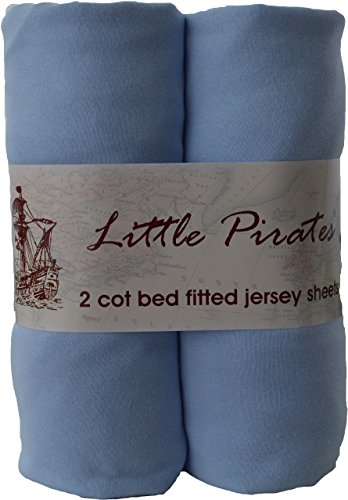 2 x Baby Cot Bed Fitted sheet 70x140 100% Jersey Cotton - Blue