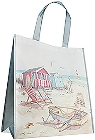 Sandy Bay Beach Huts Seaside Shopping Bag 40 x 35 centimeters