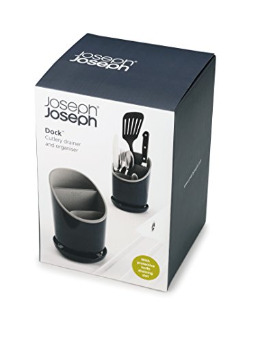 Joseph Joseph 85075 Dock Besteck-Abtropfbehälter, plastik, 12 x 12,7 x 19 cm, dunkelgrau/grau - 6