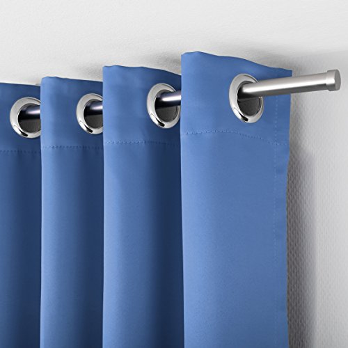 Thermogardine Alana Verdunklungsgardine Blickdicht mit Ösen ca. 135 x 245cm (Blau) - 2