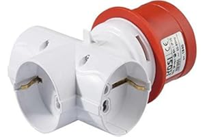 ROSI MATERIALE ELETTRICO ADATTATORE DA SPINA INDUSTRIALE 16A 5P 400V A 3 PRESE SCHUKO 1840