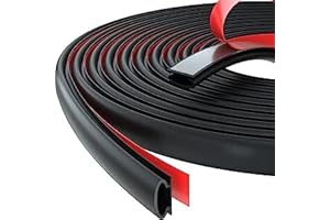 Kayleinster Negro Burlete Para Marcos de Puerta y Ventana, 6m Tira de Sellado Juntas de Goma Aislantes, Cinta Autoadhesiva de Caucho Para Sellar Huecos, Insonoriza y del Frío - Tipo D