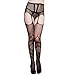 Produktbild SANFASHION Sexy Damen Strümpfe Lingerie Netzspitze Top Strumpfhalter Oberschenkel Strumpfhose Halterlose Hautfarben Strümpfe Strapsstrümpfe (8163-Schwarz)
