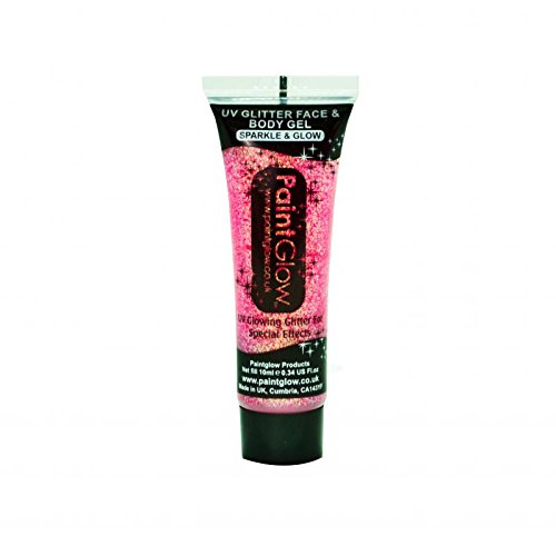 PaintGlow UV Neon Glitter Body Gel, Champagne Pink 10 ml