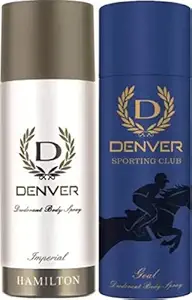 Denver Imperial and Goal Combo Deodorant Spray - For Men (330 ml, Pack of 2)