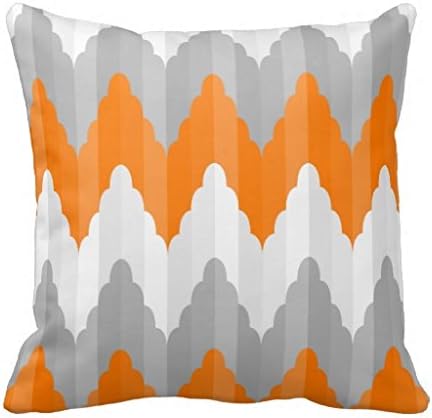 Sofa Decorative Accent Pillows Modern Orange And Gray Chevron Striped Pattern Throw Pillow Case 18x18"