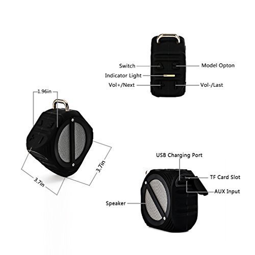 DGnight SKYSON Outdoor Waterproof Speaker, Bicycle Speaker Shockproof Shower Speaker, Motorcycle Speaker, with Bluetooth 4.1 Enhanced Bass, Built-in Mic, Hands-Free, 2000mAh Battery