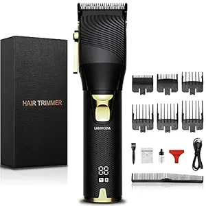 Professional Hair Clipper for Barber, Cordless Trimmer for Men Grooming, Rechargeable Hair Cutting Machine with LED Display (Black)