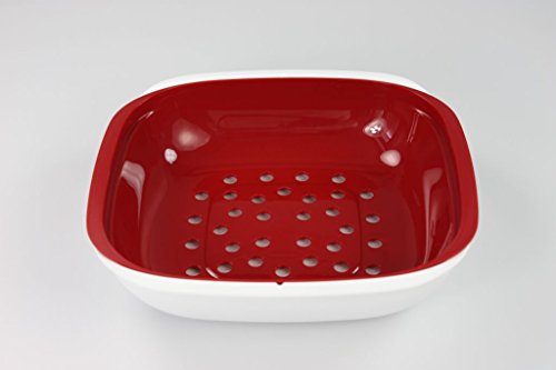 TUPPERWARE Allegra Servierschale 1,33 L rot weiß mit Sieb Auffangschale - 7