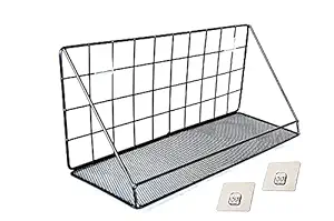 LOGICMART Metal Wall Mounted Home d?cor Storage Shelves with Two Magic Stickers for Bathroom, Kitchen Spice Rack, Kid?s Room, Living Room, Restaurant, bar, Balcony Hanging Flower Decorative