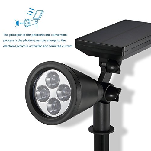 [Upgraded 200 Lumen] B-right Wasserdicht Solar Gartenleuchten, Wasserdicht LED Solarbetriebene Lamp, LED Solarleuchten Solarlampe Spotlight für Garten Outdoor Landscape Yard Rasen Baum Auffahrt Balkon (3000K, Warmweiß).2er Pack - 2
