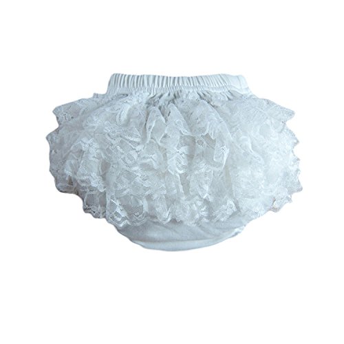 Girl Baby's Cotton Lace Ruffle Bloomer and Underwears Nappy,White,Small Size
