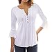Produktbild ESAILQ Damen Herbst Flare 3/4 Ärmel Schlank V-Ausschnitt Tasten Bluse Tops Shirt Tee