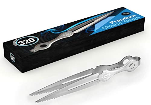 320° Cachimba Shisha Hookah Pinzas para Carbón - Metal Plateado - En la Caja de Regalo