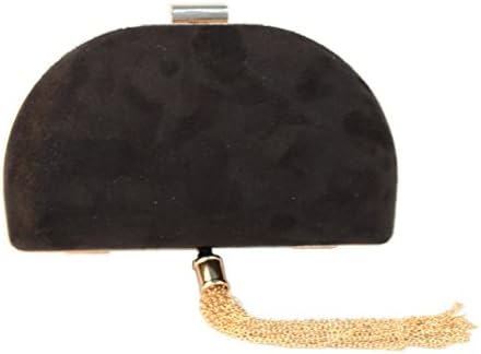 Box Pu Clutch Bag with Tassel (Black)