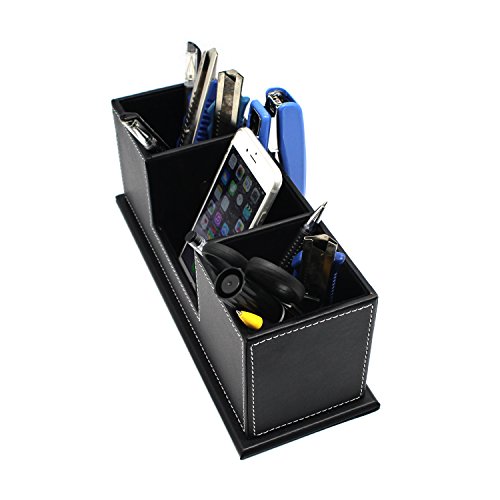 Fiimi - Estuche organizador multifunci  n de piel para escritorio  almacenamiento para m  vil y material de oficina