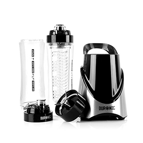 Duronic BL3 /SS Mix & Go Sportmixer für Smoothies, Proteinshakes und Sportgetränke – 300W Mini-Mixer – inklusive 2 x 600ml BPA-freien Flaschen – in schwarz - 9
