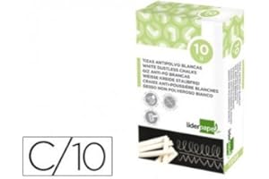 Liderpapel 77661 Craie Enrobée Ronde Anti-Poussière Tracé Écriture Douce Hypoallergénique Boîte de 10 Blanc