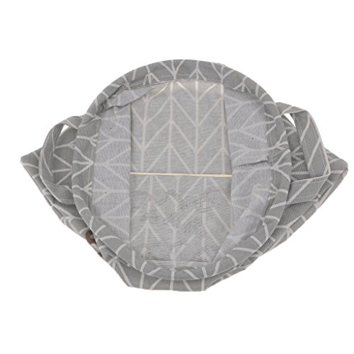 MagiDeal Wasserdicht Faltbar Wäschekorb Aufbewahrungskorb Spielzeug Kleidung Socke Eimer Hamper Make-up-Box mit Griff , aus Baumwoll Leinen – Grau, Rund - 3