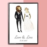 Personalisiertes Bild Löwen Hochzeit | Hochzeitsgeschenk Geschenkidee