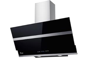 KKT KOLBE Campana Extractora 80 cm | Campana de Pared Inclinada | acero inoxidable | vidrio negro | apagado automático | Funcionamiento táctil | HERMES806S