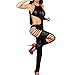 Produktbild PowerFul-LOT Damen Dessous,Plot Frauen Sexy Erotik Dessous Nachtwäsche Versuchung Nightgown Unterwäsche Rückenfrei Stripper Leather Siamesischer Overall Bodysuit (Schwarz)