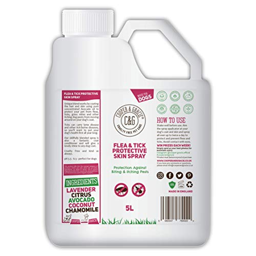 Cooper And Gracie C&G Cruelty free Pet Care Spray de protección contra pulgas para Perros, Tratamiento para garrapatas y pulgas para Perros, el Mejor acondicionador de Ropa de Aseo