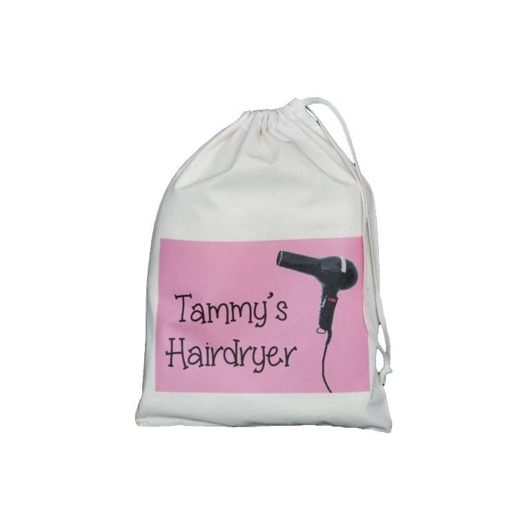 The Cotton Bag Store Ltd Personalized Hairdryer Storage Bag Design Natural Cotton Drawstring Bag Supplied Empty