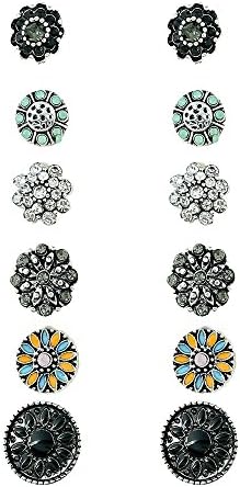 6 Pairs Stud Earrings Boho Assorted Multiple Boho Turquoise Set for Women