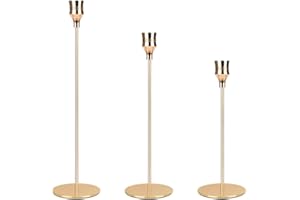 KISPATTI Set di Candelabro, 3 pezzi Candeliere oro rosa Decorazioni oro rosa Candelabro metallo diverse dimensioni Portacandele per matrimonio Anniversario Compleanno Natale casa Decorazioni