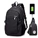 Produktbild RUMIAO Unisex-Nylon-Schulrucksack Mit USB-Ladeanschluss Laptop-Tasche Für Teenager-Mädchen Und Jungen Cool Sports Backpack 2 Taschen Set,Black