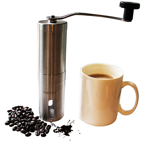 KurtzyTM Manuelle Bohnen Mahlmühle aus Keramik Mahlen für Kräuter, Gewürze, Kaffee, Salz und Pfeffer