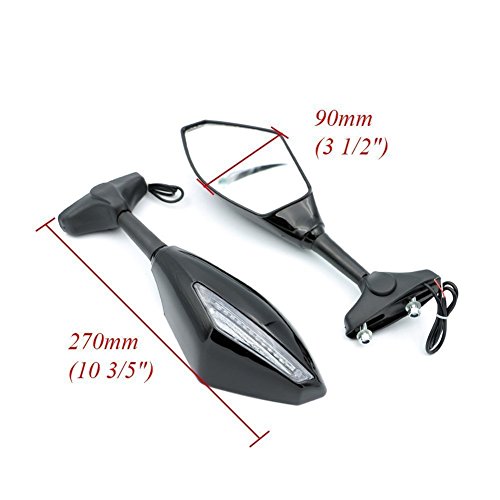 LED Turn Signal Amber Rearview Mirrors – Fit Yamaha YZF600R (2002-2003) & Universal Bikes