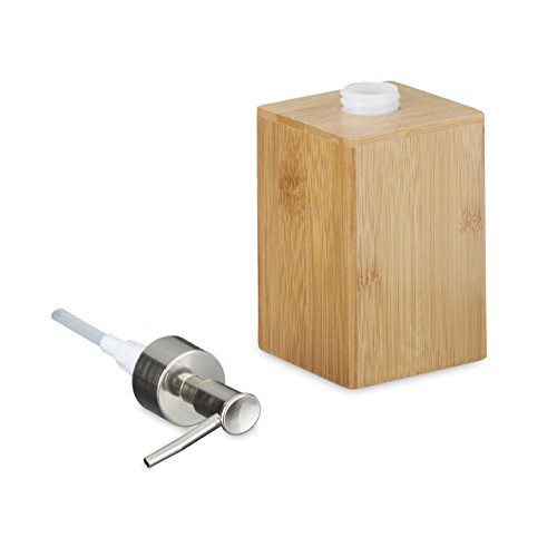 Relaxdays Bad-Accessoires-Set 4-teilig, Bambus, Zahnbürstenhalter, Seifenspender, Seifenablage, Behälter,natur - 5