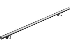 LAGENTO Main courante 304 acier inoxydable rampe escalier barre appui V2Aox 50-200 cm, Longueur:180 cm