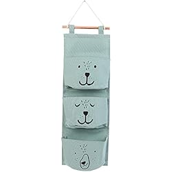 OuYou Sac de Rangement Suspendu en Tissu de Lin Bébé Poches Organisateur Rétro Mural pour Placard Armoire Derrière Porte Murale Chambre Storage Décoration (Vert)
