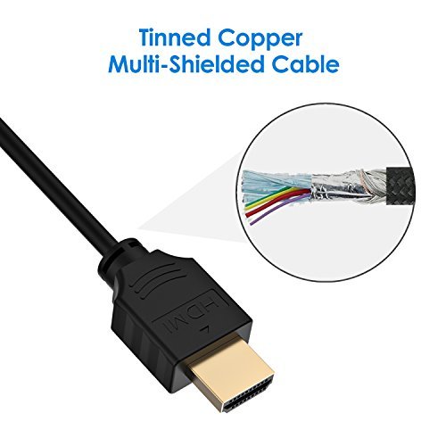 Rankie HDMI Cable, High-Speed HDTV Cable, Supports Ethernetm, 3D, 4K and Audio Return, 1.8 m, Black - Image 3