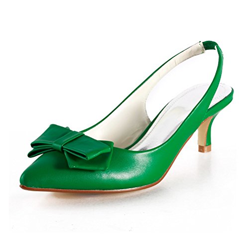 Miyoopark Women's Kitten Heel Green Leather Bridal Wedding Pumps Formal  Party Evening Prom Shoes UK