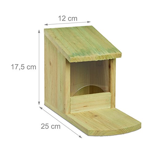 Relaxdays Eichhörnchen Futterhaus zum Stellen, Holz, Wetterfest, HBT: ca. 17,5 x 12 x 25 cm, grün - 3