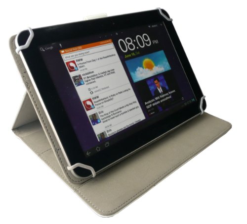 Emartbuy® Weiß Eingabestift + Universalbereich ( 8 – 9 Zoll ) Weiß Multi Winkel Folio Executive Hülle Schutzhülle Case Cover Wallet mit Kartensteckplätze geeignet für Acer Iconia A1-830 8 Zoll Tablet - 7