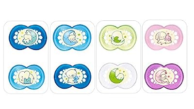 Mam Sucette Nuit à Partir de 6 Mois Caoutchouc Lot de 2 Sucettes en Boîte de Stérilisation Coloris Aléatoire Panaché